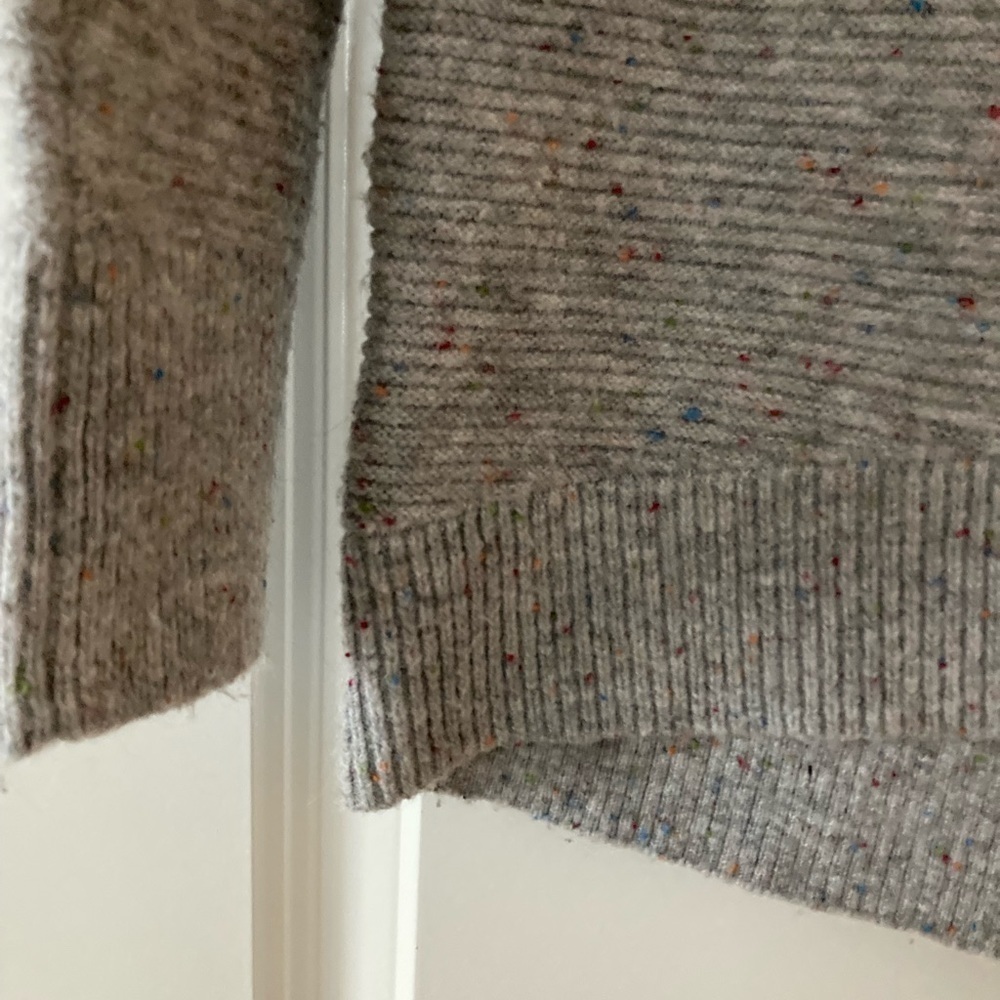 LOFT small sweater gray cowl neck ribbed - Picture 4 of 12